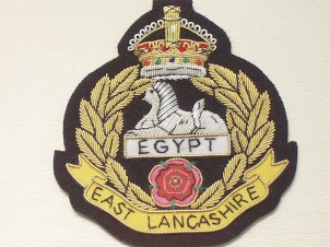 East Lancashire Regiment Kings Crown blazer badge - Click Image to Close