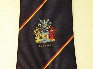 BLESMA blue polyester crested tie - Click Image to Close