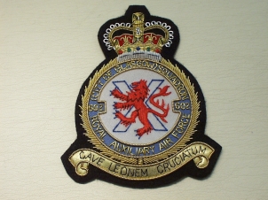 602 Squadron Royal Auxiliary Air Force Queens Crown blazer badge - Click Image to Close
