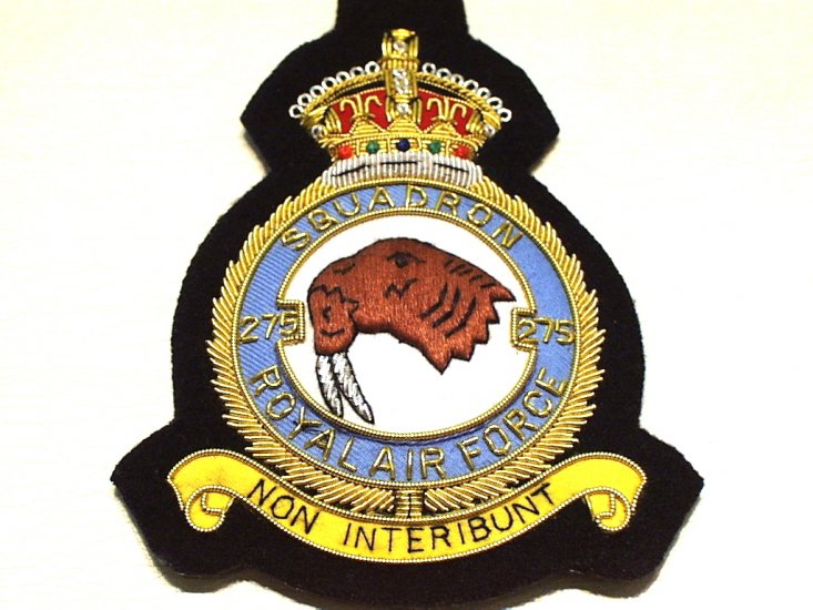 275 Squadron RAF KC wire blazer badge - Click Image to Close