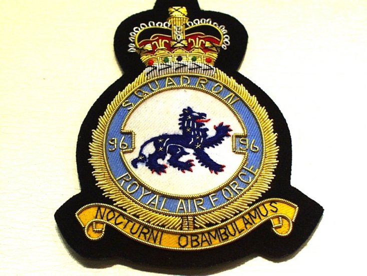 96 Squadron RAF QC blazer badge - Click Image to Close