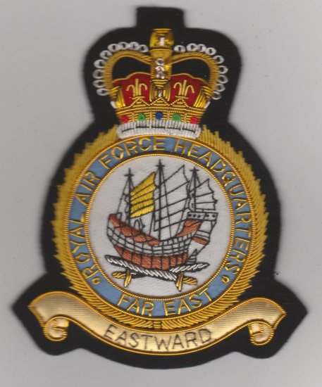 RAF Far East Headquarters Queen's Crown blazer badge - Click Image to Close
