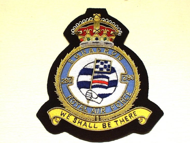 280 Squadron RAF KC wire blazer badge - Click Image to Close