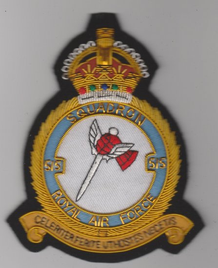 515 Squadron Royal Air Force King's Crown wire blazer badge - Click Image to Close