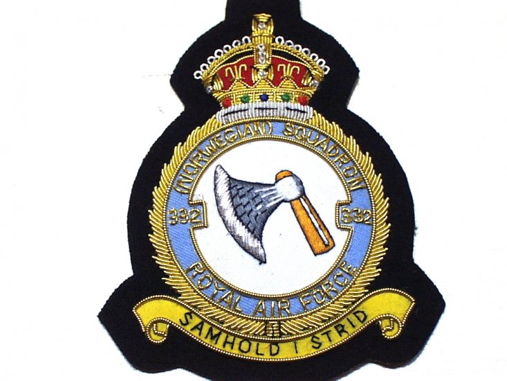 332 (Norwegian) Squadron RAF KC blazer badge - Click Image to Close