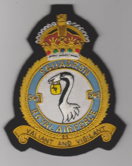 543 Squadron King's Crown Royal Air Force blazer badge - Click Image to Close