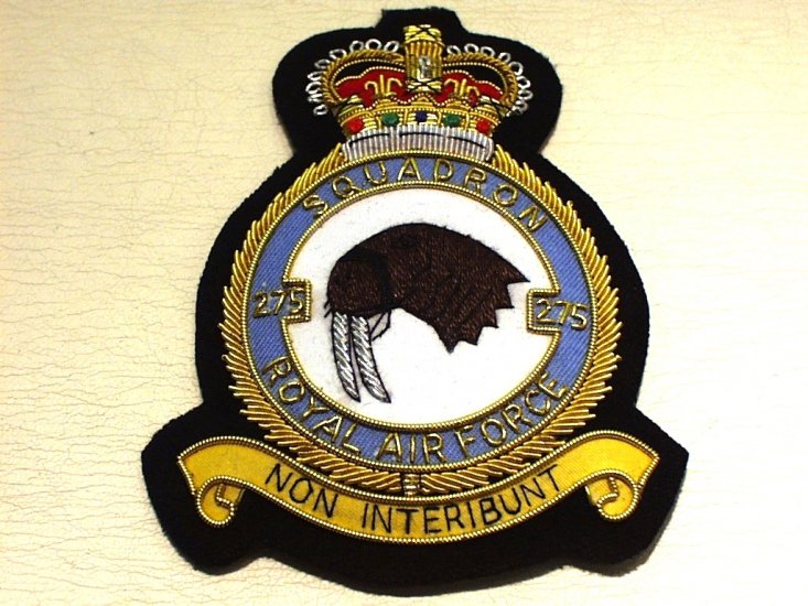 275 Squadron RAF QC blazer badge - Click Image to Close
