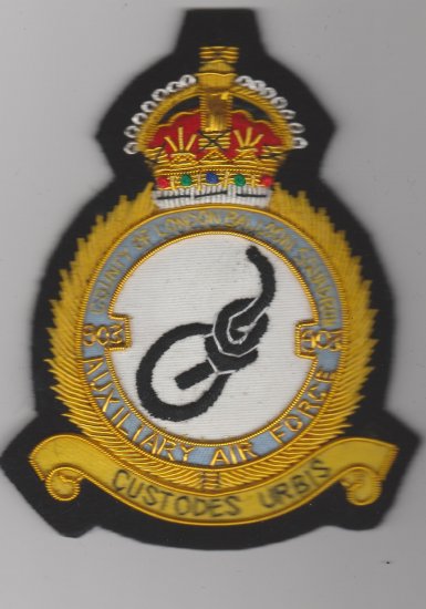 903 Auxiliary Air Force Squadron King's Crown wire blazer badge - Click Image to Close