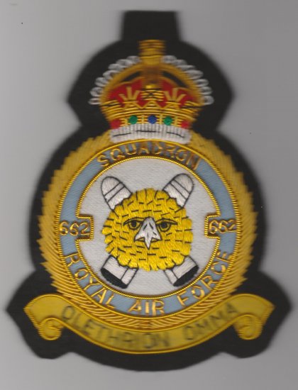 662 Squadron Royal Air Force King's Crown wire blazer badge - Click Image to Close