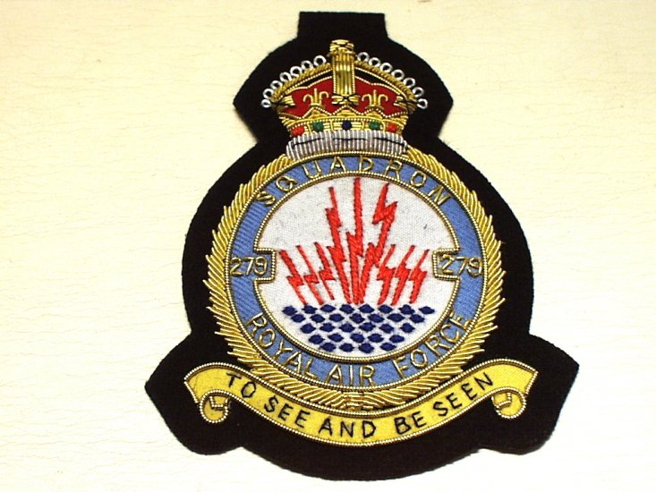 279 Squadron RAF KC wire blazer badge - Click Image to Close