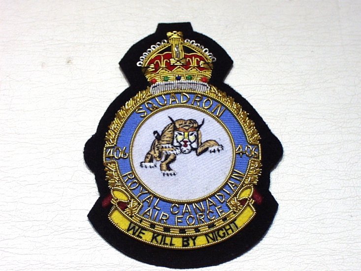 406 Squadron RCAF KC blazer badge - Click Image to Close