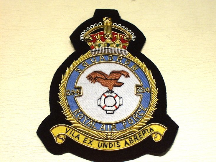 294 Squadron RAF KC wire blazer badge - Click Image to Close