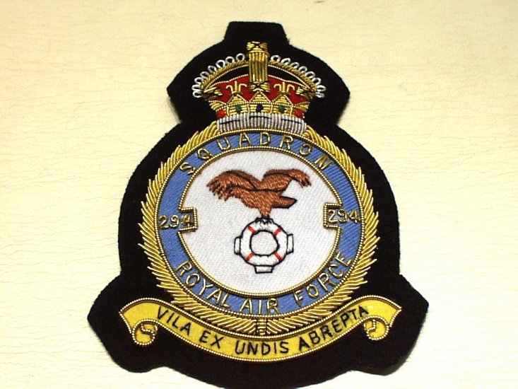 294 Squadron RAF KC wire blazer badge - Click Image to Close