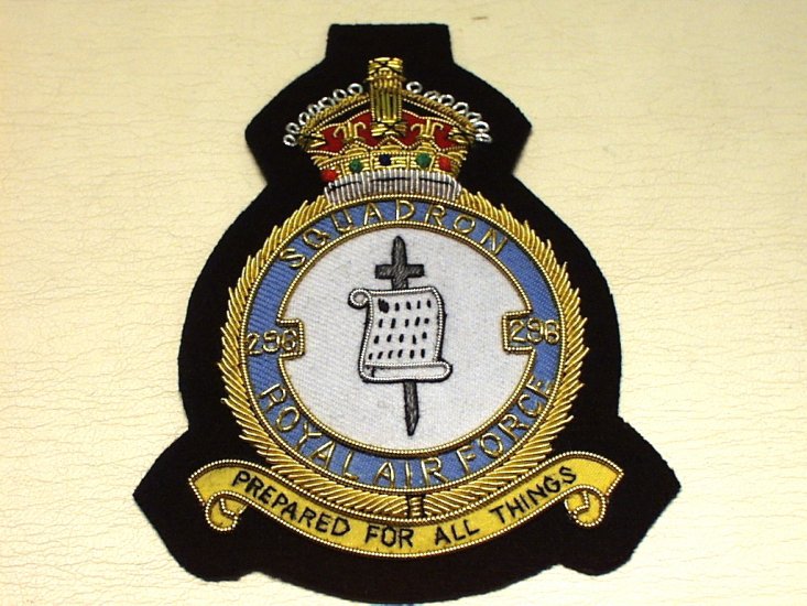 296 Squadron RAF KC wire blazer badge - Click Image to Close