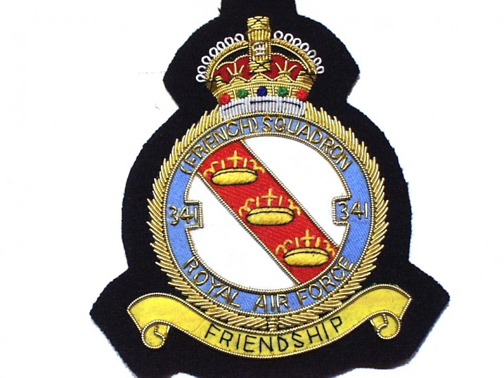 341 (French) Squadron RAF KC blazer badge - Click Image to Close