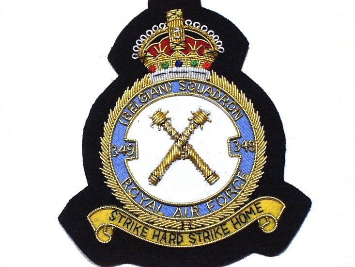 349 (Belgian) Squadron RAF KC blazer badge - Click Image to Close