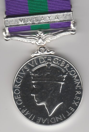 General Service medal George VI bar Malaya full size copy medal - Click Image to Close