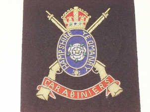 Hampshire Yeomanry (Carabiniers) blazer badge - Click Image to Close