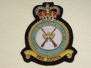 RAF Regiment Queens Crown blazer badge - Click Image to Close