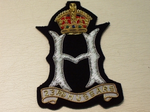 23rd Hussars blazer badge - Click Image to Close