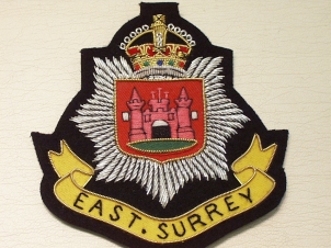 East Surrey Regiment Kings crown blazer badge - Click Image to Close