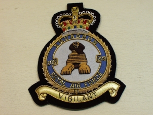 208 Squadron RAF QC blazer badge - Click Image to Close
