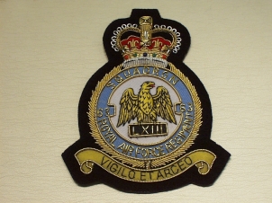 63 Squadron RAF Regiment blazer badge - Click Image to Close