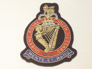 Queen's Royal Irish Hussars blazer badge - Click Image to Close