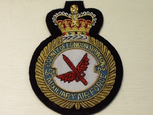 601 County of London Squadron RAF QC Auxiliary blazer badge - Click Image to Close