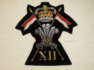 12th Royal Lancers QC blazer badge - Click Image to Close