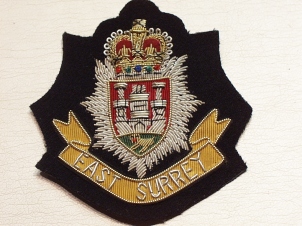 East Surrey Regiment Queens Crown blazer badge - Click Image to Close