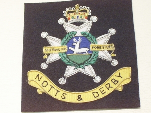 Sherwood Foresters (Notts & Derby) Queens Crown blazer badge 95 - Click Image to Close