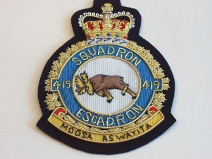 419 Sqdn Royal Canadian Air Force QC blazer badge - Click Image to Close