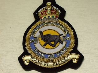 249 Squadron RAF KC blazer badge - Click Image to Close