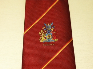BLESMA red polyester crested tie - Click Image to Close