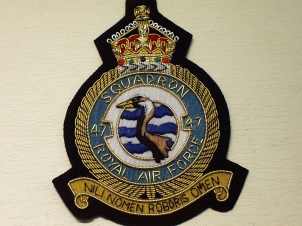 47 Squadron KC RAF blazer badge - Click Image to Close