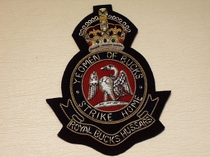 Royal Bucks Hussars blazer badge - Click Image to Close