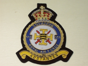 111 Squadron RAF KC blazer badge - Click Image to Close