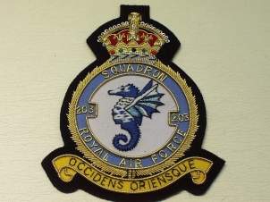 203 Squadron KC RAF blazer badge - Click Image to Close
