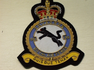 99 Squadron RAF QC blazer badge - Click Image to Close