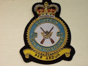 54 Squadron QC RAF Regiment blazer badge - Click Image to Close