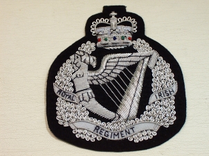 Royal Irish Regiment all Silver crest blazer badge 144 - Click Image to Close