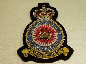 Near East Air Force QC RAF blazer badge - Click Image to Close